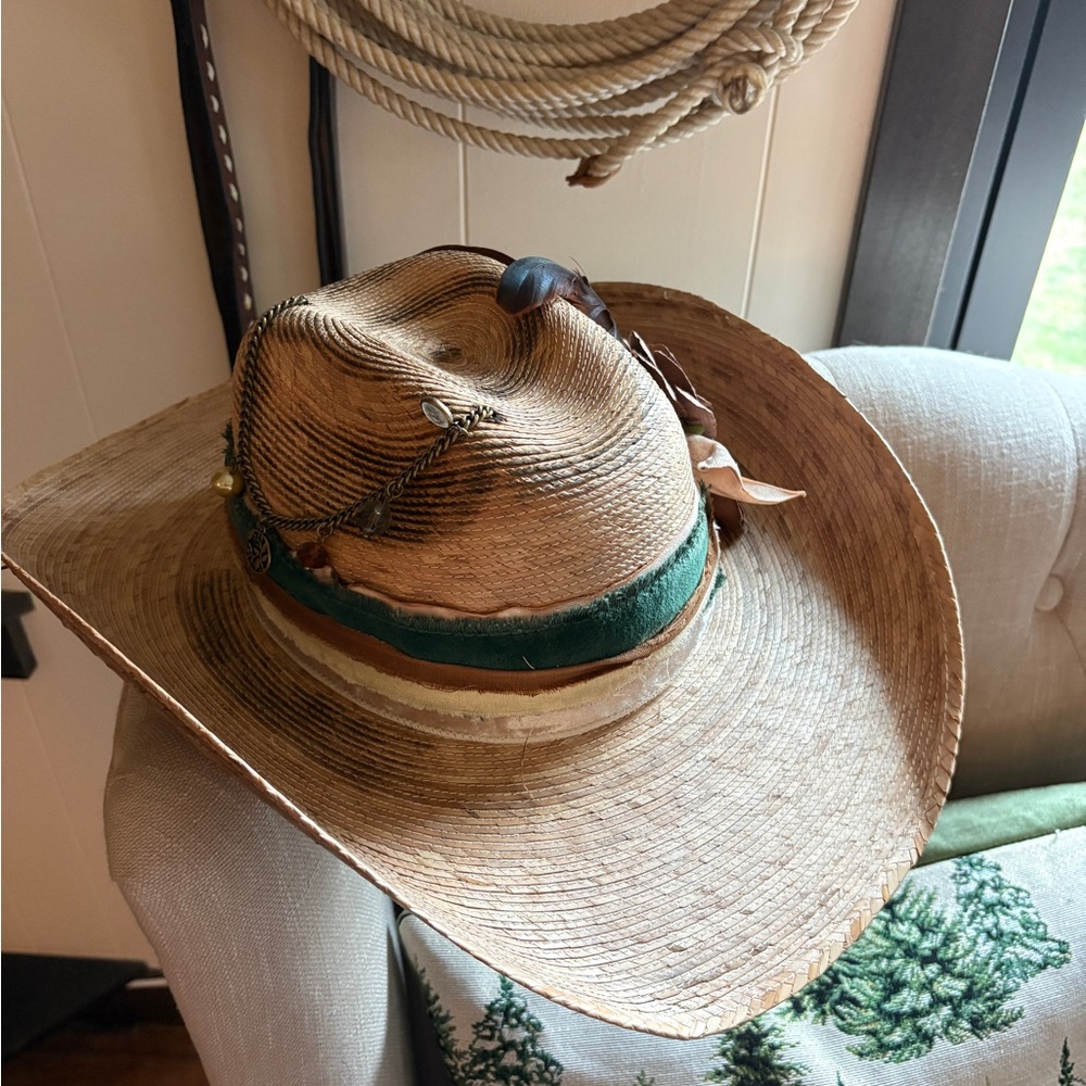 Stylish Straw Cowboy Hat with Green Band